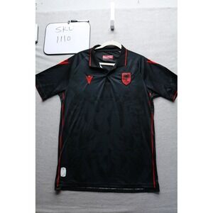 Macron Albania Soccer Jersey Mens 2XL Black FSHF National Team SKU1110